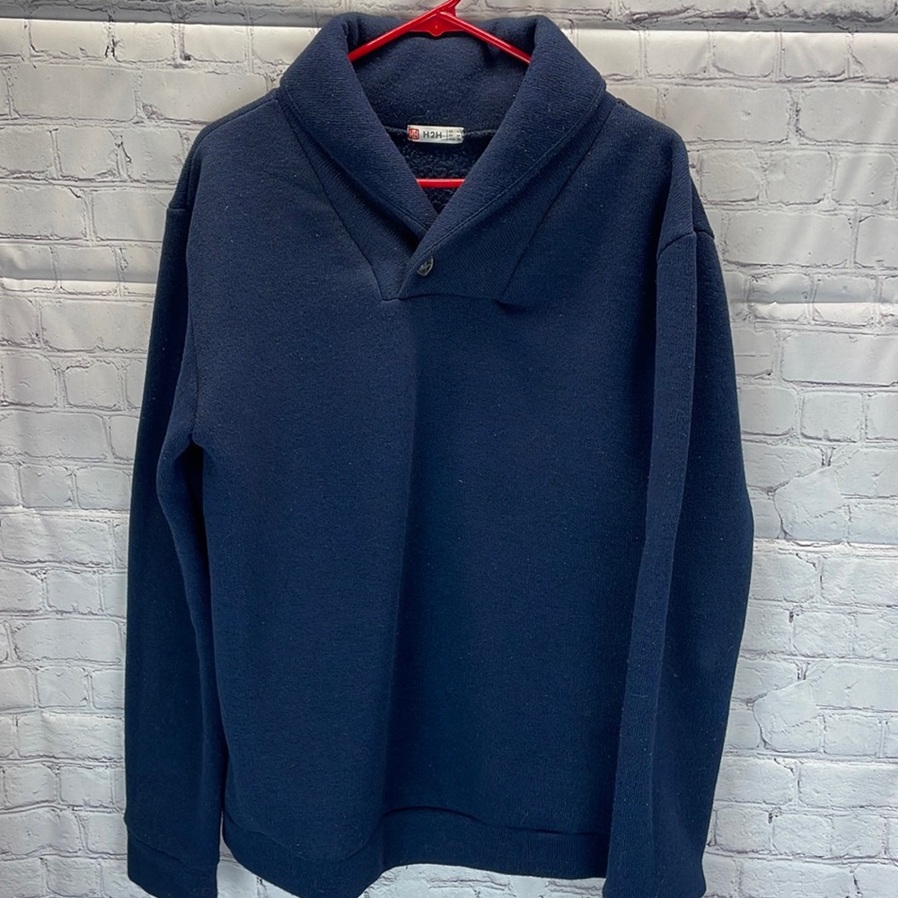 ⭐️🌸H2H Mens 1/4 button shawl neck pullover sweater SZ L EUC
